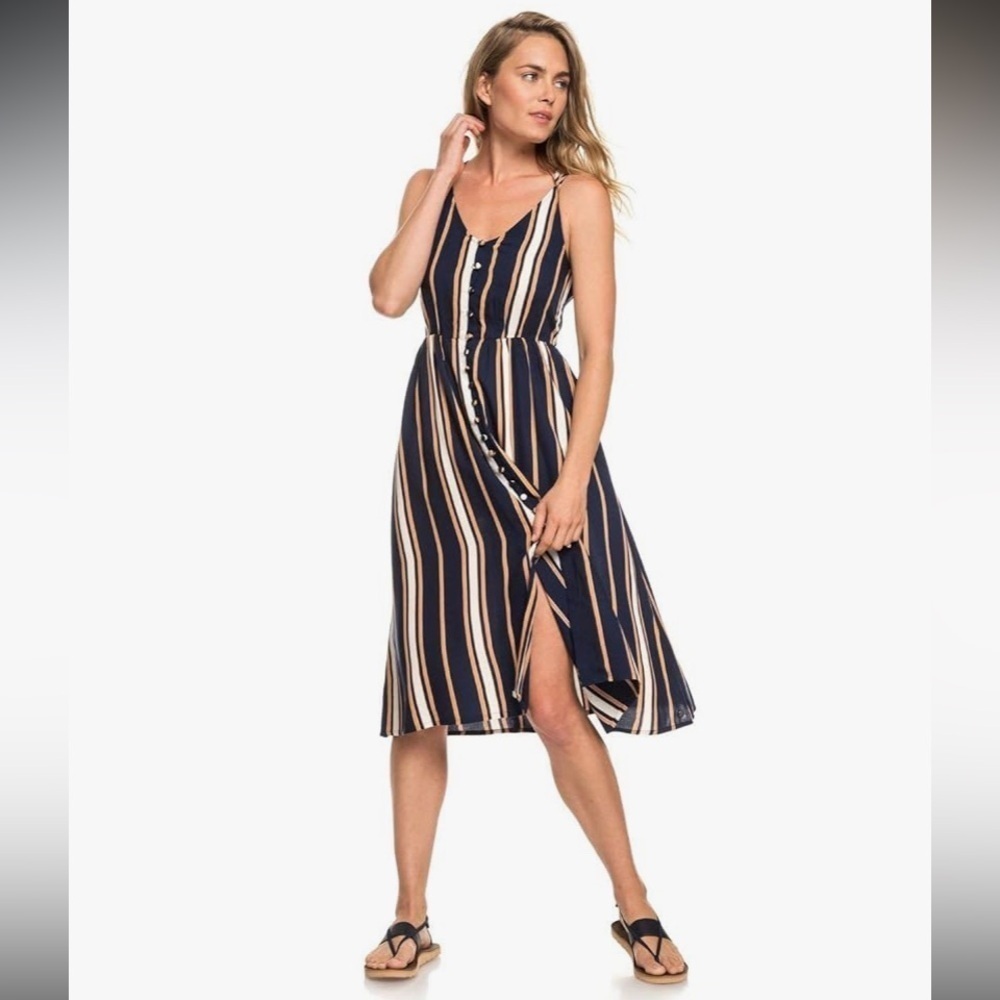 Roxy Sunset Beauty Lightweight Flowy Surfer Skater Button Down Tank Dress SZ S
